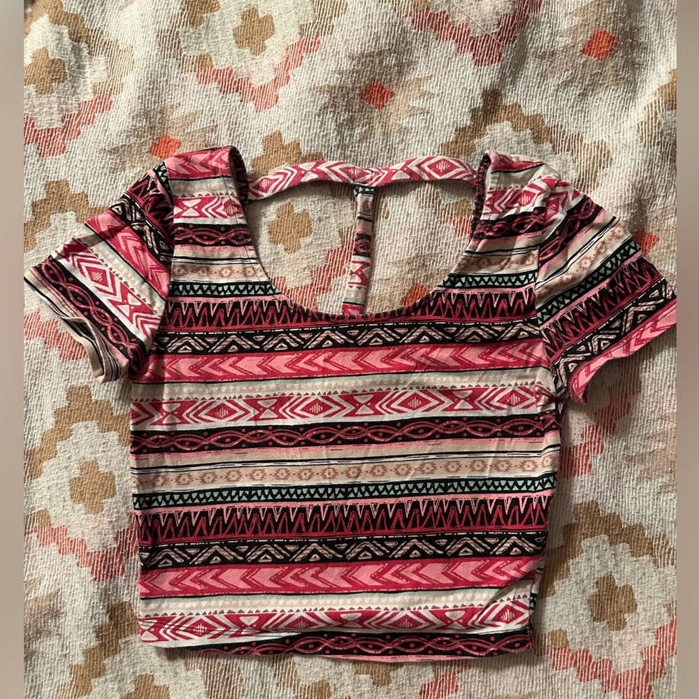 Tribal Print Pink and Black Women's Top